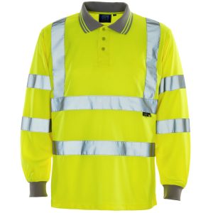 Long Sleeve Bird Eye Polo Shirt Hi Vis