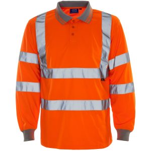 Long Sleeve Bird Eye Polo Shirt Hi Vis