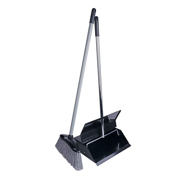 Black Powder Coated Lobby Dustpan & Brush